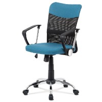 Juniorská kancelářská židle, modrá látka, černá MESH, houpací mech, kříž chrom KA-V202 BLUE